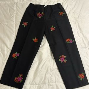 🏝️ Allison Taylor | Silk blend Floral Embroidered Pants Black
